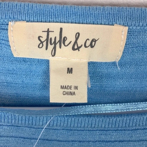 Style & Co NWOT Women’s M Oversized Blue Ribbed Boatneck Pullover Sweater - Picture 3 of 7